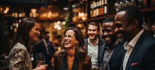 Diverse Professionals Socializing With Wine Glasses Generative AI