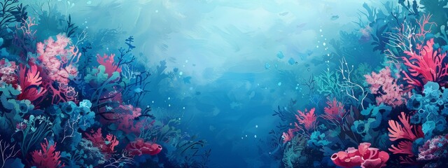 Fototapeta na wymiar split background with an underwater theme, using shades of aquamarine and deep sea blue.