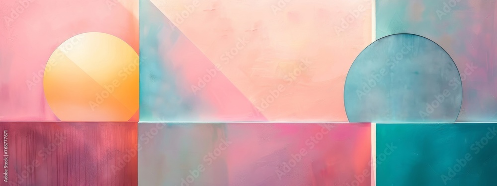 Poster split background with irregular shapes dividing the sections horizontally.