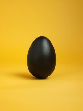 black egg on a yellow background.