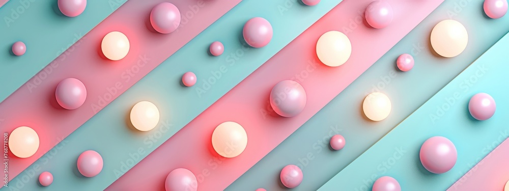 Poster split background with pale pink and mint green, incorporating minimalist circular light elements arr
