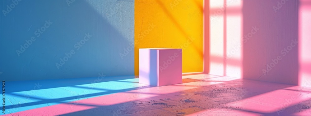 Poster diagonal split background with a sharp transition between pastel lemon and baby blue.