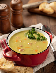 Split pea soup with ham and carrots - 768779833