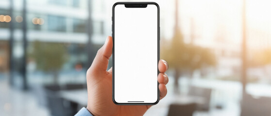 Mockup of a hand holding a smartphone with isolated screen