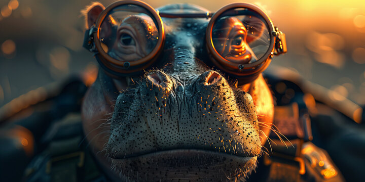 Steampunk-Styled Walrus Adventurer at Sunset: A Fascinating Banner Image