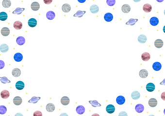 惑星の背景素材6(透過) 水彩タッチ