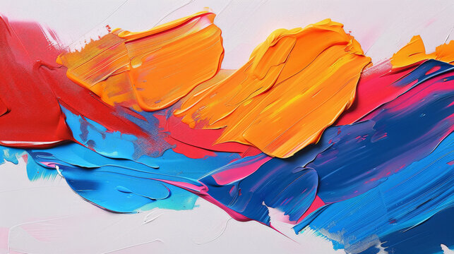 Abstrac  brush acrylic paint shapes and brushstrokes texture pattern background. Dynamic composition, red, orange, modern art painting wallpaper backdrop, painting in canvas, digital art