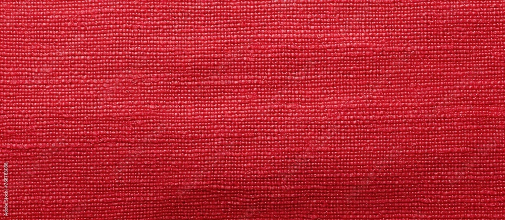 Poster Close-up view of a textured red fabric with a small white stripe, suitable for use as a background element