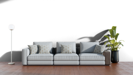 a couch sitting in a living room next to a window