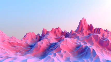 Foto op Plexiglas Digital pink and blue wavy mountains abstract graphic poster web page PPT background © JINYIN