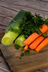 Vegetable mix, carrot parsnip, leak and parsley mirepoix