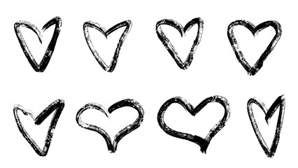 set of grunge hearts transparent png