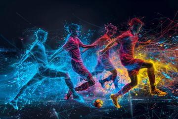 Boosting Cognitive Load Insights with Soccer Players on Dark Backgrounds - obrazy, fototapety, plakaty