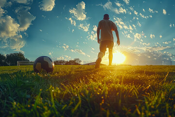 Soccer Star: Capturing the Essence of Football on the Field - obrazy, fototapety, plakaty