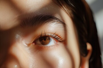 natural look lashes on a model in daylight - obrazy, fototapety, plakaty