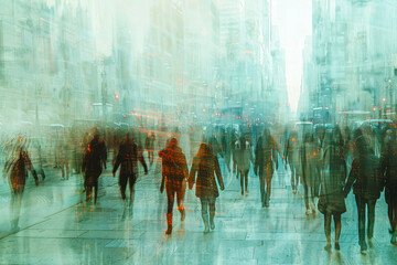 Blurry Crowd: A Snapshot of City Life - obrazy, fototapety, plakaty