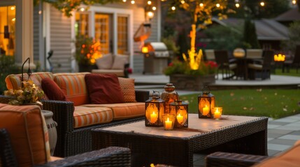 Patio With Table, Chairs, and Candles