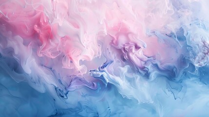 Abstract painting with soft pink and blue colors, creating a minimalist and luxurious artwork with a fluid design. - obrazy, fototapety, plakaty