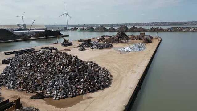 Aerial of machinery and equipment working in the constriction field