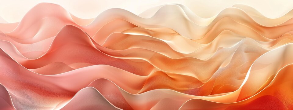 split background with pastel tones of pale orange and dusty rose, complemented by gentle wavy light shapes.