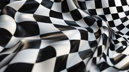 Checkered background with distorted squares. Abstract banner with distortion. Chess pattern. Chessboard surface.  - obrazy, fototapety, plakaty