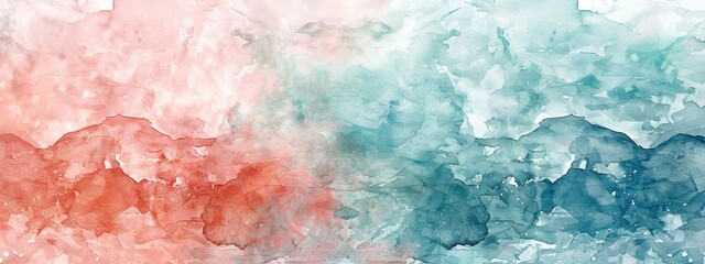 watercolor-inspired split background featuring delicate washes of pastel colors blending seamlessly together. - obrazy, fototapety, plakaty