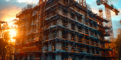 Architectural Blueprints and Building Development Projects. Abstract Construction Background