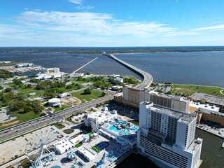 view of the water from the roof of a hotel and motel
