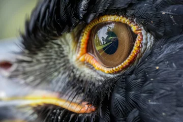 Fototapeten Glistening eye detail reflecting nature, a gateway to an animal's soul. © Victor Bertrand