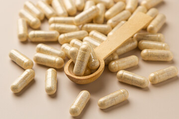 Vitamin capsules. Biologically active additives