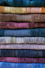 A pile of colorful towels