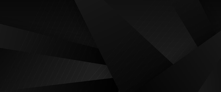 Black minimal geometric shape abstract banner. For business banner, formal backdrop, prestigious voucher, luxe invite, wallpaper and background