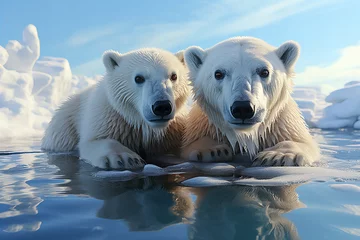  Majestic Polar Bears Floating on Ice in Arctic Waters Banner © Алинка Пад