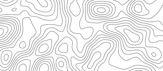 Abstract topographic map patterns, topography line map. The black on white contours topography stylized height of the lines. cotour map and line terrain path. Linear graphics. Vector illustration.