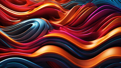 Craft an abstract background featuring intersecting waves and curves in bold, contrasting colors, suggesting dynamic energy and movement