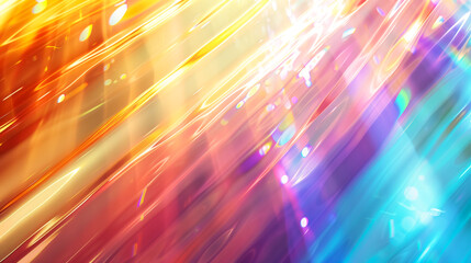 Fototapeta na wymiar Abstract light rays and rainbow colors, light beams with iridescent reflections, creating an ethereal effect.