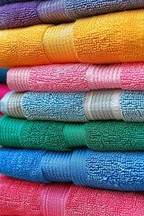 A pile of colorful towels