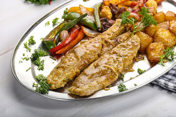 Roasted shark steak with garnish