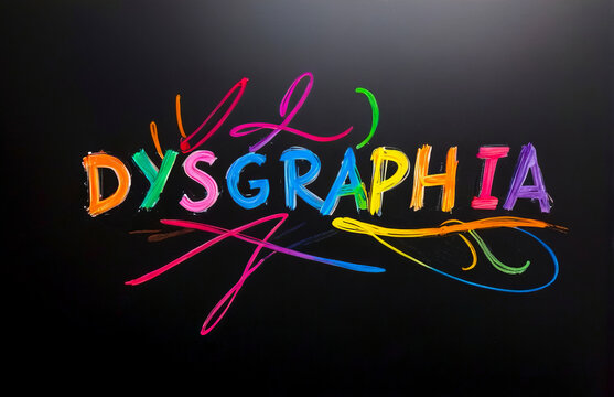 Text Dysgraphia over black background