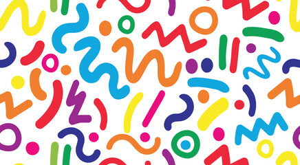 Colorful abstract doodle shape seamless pattern. Creative minimalist style art background