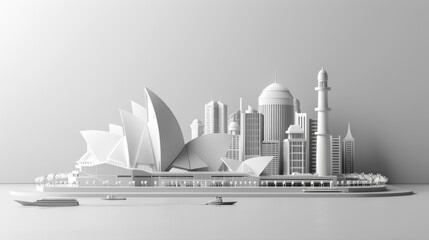 series of minimalist 3D models representing iconic architectural landmarks from around the world.