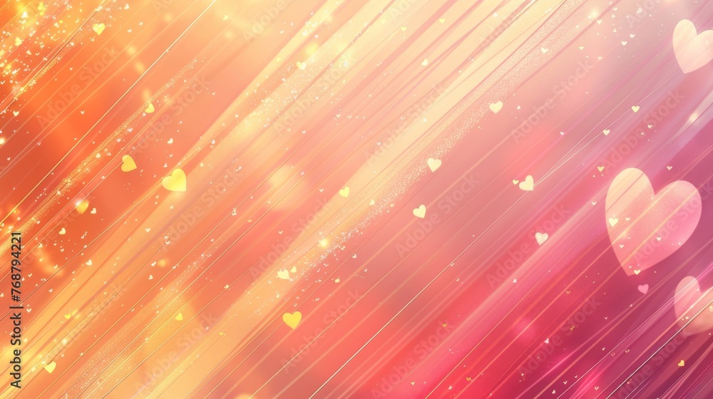 Poster split background featuring soft coral and lemon yellow tones, with abstract heart-shaped light eleme