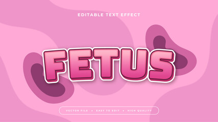 Pink white and purple violet fetus 3d editable text effect - font style
