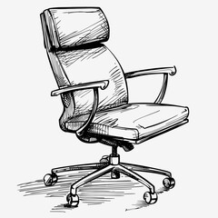 vector office chair with black lines on a white background .Generative AI