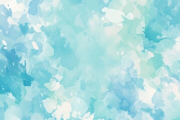 Watercolor background with sky blue and mint green colors, cloud pattern