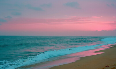 Beautiful sunset on the beach. Colorful sky and sea