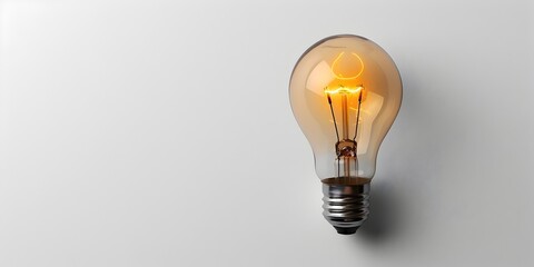 a single lit light bulb set against a clean white background symbolizing the spark of and bright ideas