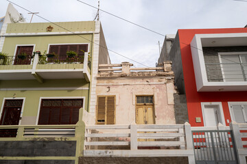 bâtiment dans la ville de Mindelo sur l'île de Saint Vincent au Cap Vert
