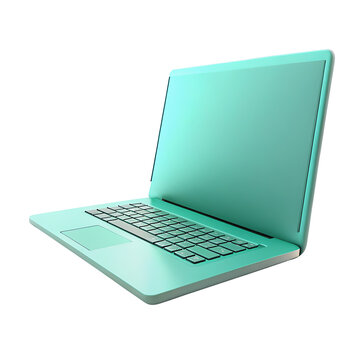 Color laptop close-up, isolated on transparent background