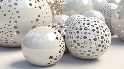 Digital white hollowed out sphere sculpture abstract graphic poster web page PPT background